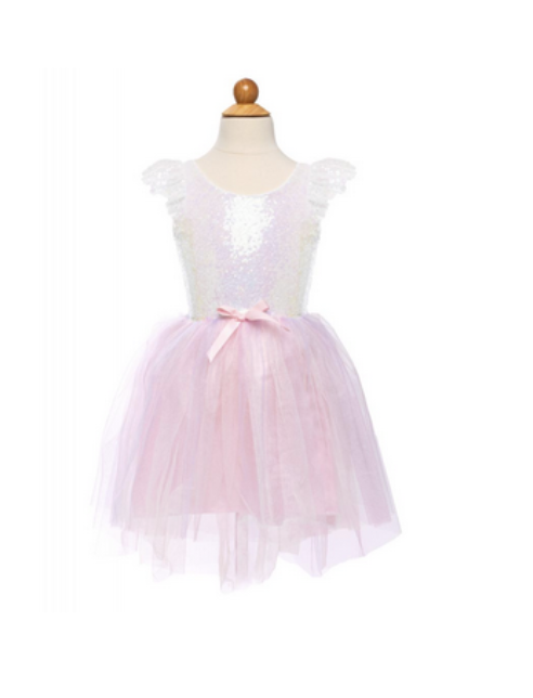 Robe Licorne Dreamy rose et brillant avec coiffe, 5-6 ans