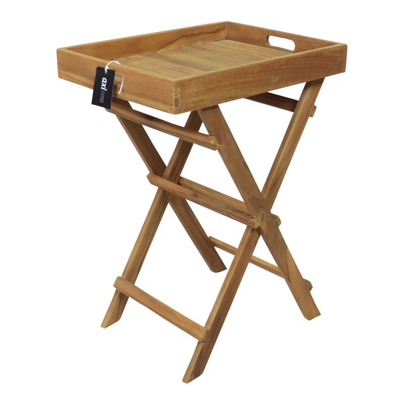 Inda Table d'appoint pliante en teck avec plateau amovible
