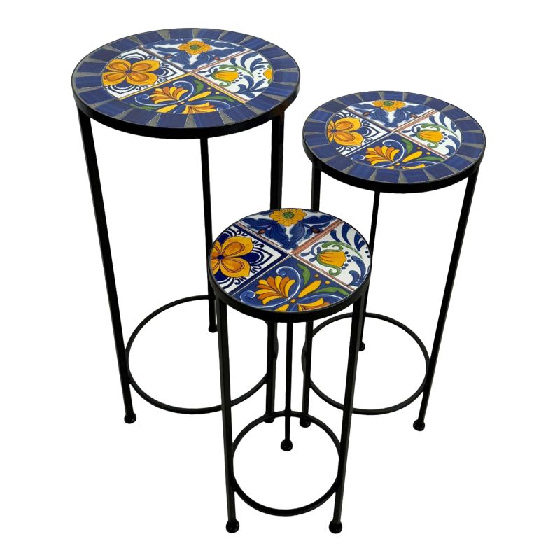 Lola Etagère à plante Mosaïque Méditerranéen - 3 pcs