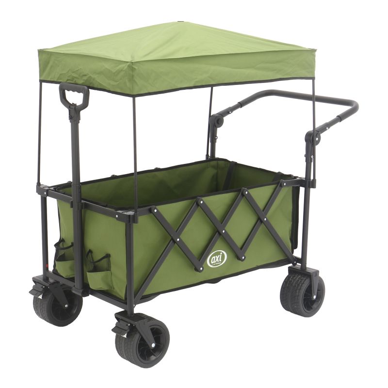 Chariot de plage avec Auvent Pliable - Vert SB221