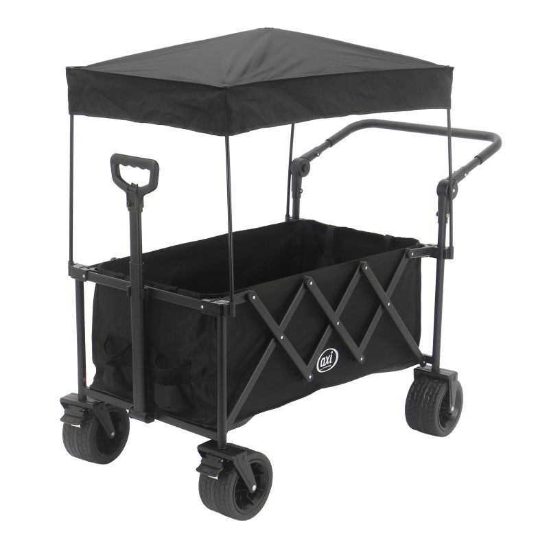 Chariot de plage avec Auvent Pliable - Noir SB221
