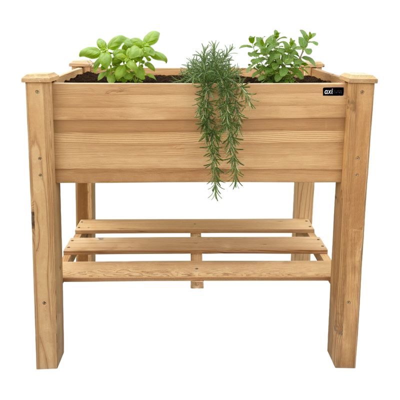 Potager surélevé avec tablette de rangement Ari