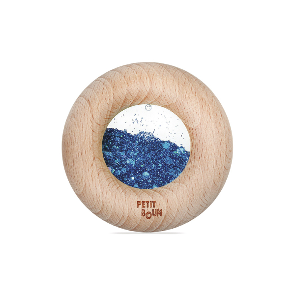 Donut sensoriel en bois bleu paillettes