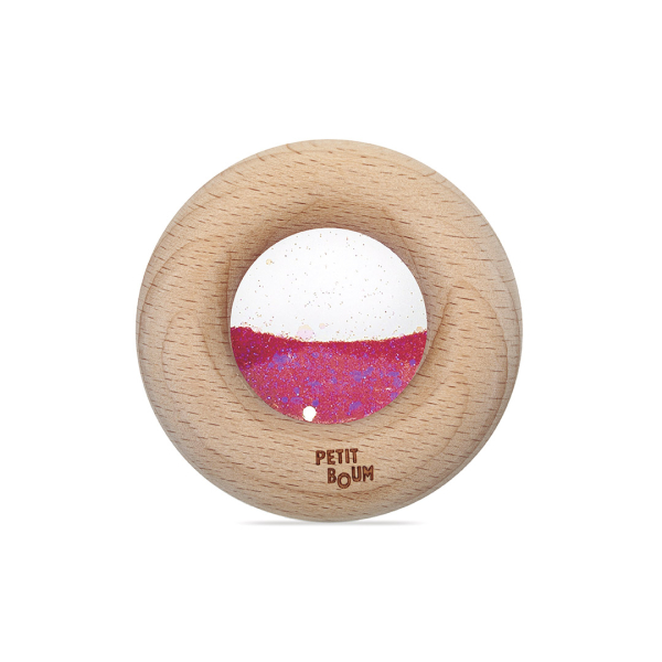 Donut sensoriel en bois Rose paillettes