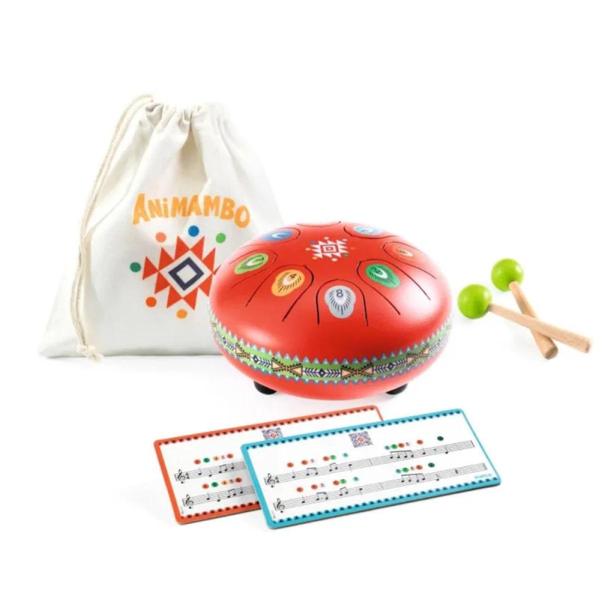ANIMAMBO - Tambour à languettes rouge - 8 notes