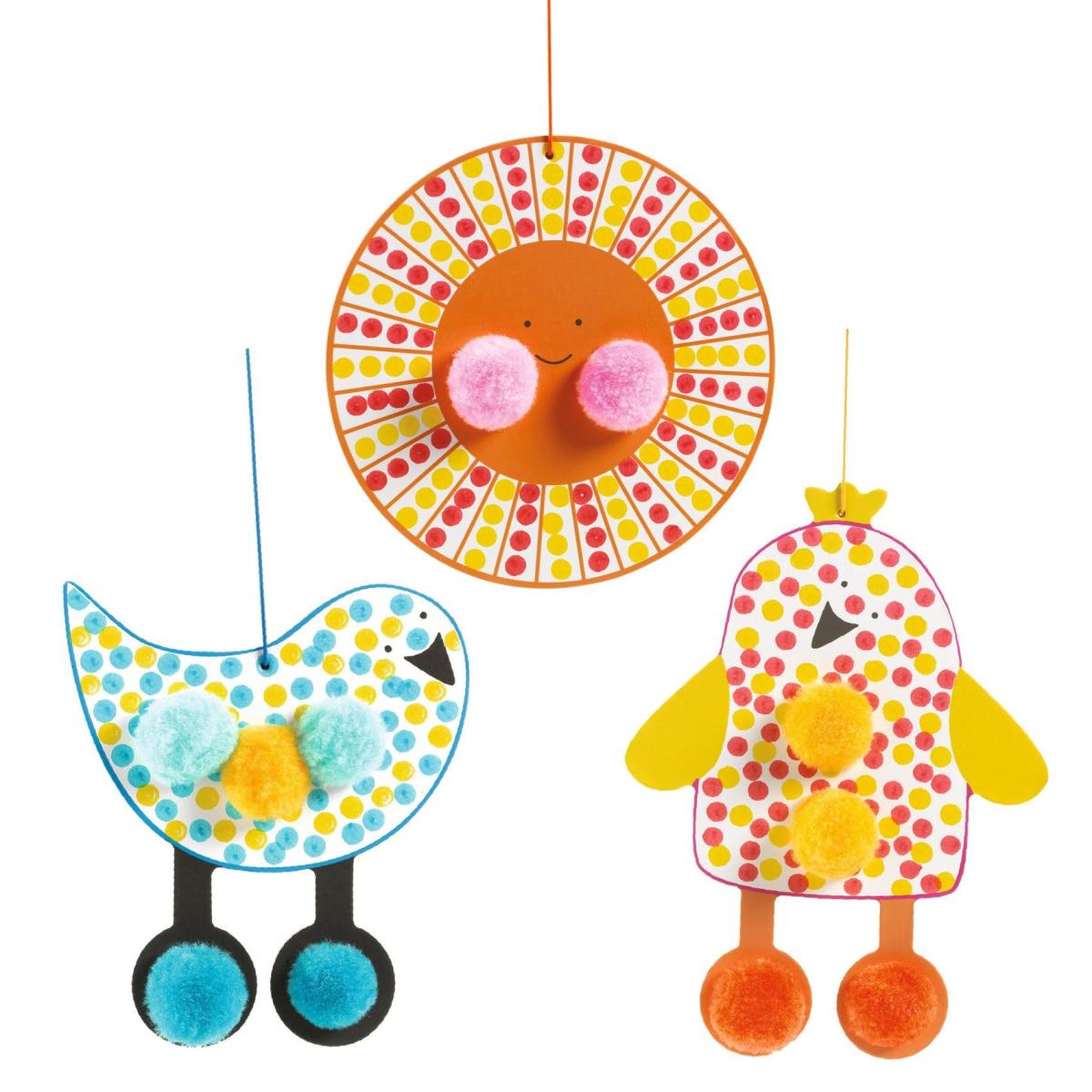 COLORIAGES POUR LES PETITS - Des Points et des pompons - Dans le ciel