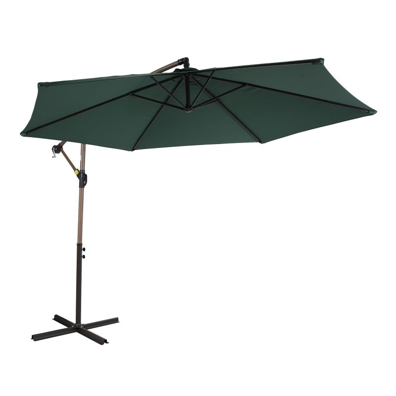 Parasol déporté - Dion - Aspect chêne/Vert