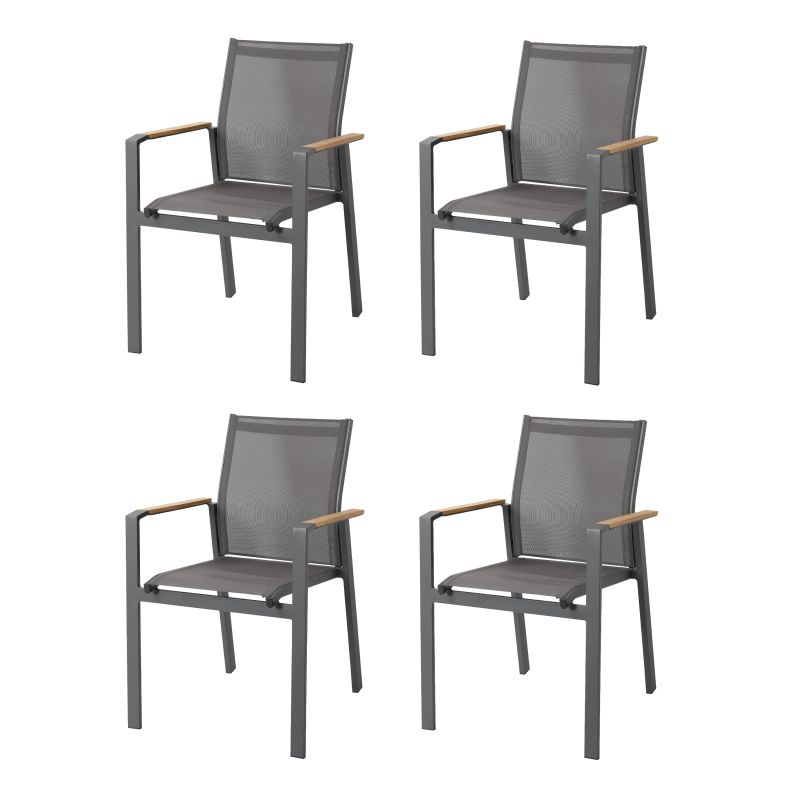 Chaises de jardin Anthracite/Teck - Lot de 4 pièces Alva