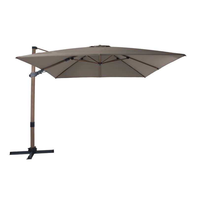 Parasol déporté 300x300cm aspect Chêne/Taupe Apollo
