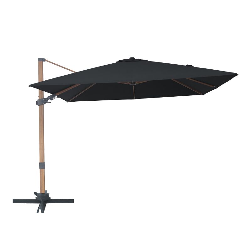 Parasol déporté 300 x 300 cm Aspect bois/Gris Alina
