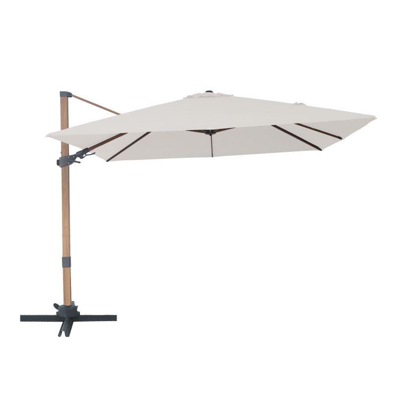 Parasol déporté 300 x 300 cm Aspect bois/Beige Alina