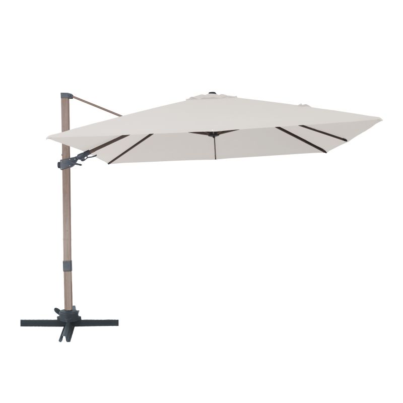 Parasol déporté 300 x 300 cm   Aspect chêne/Beige Alina