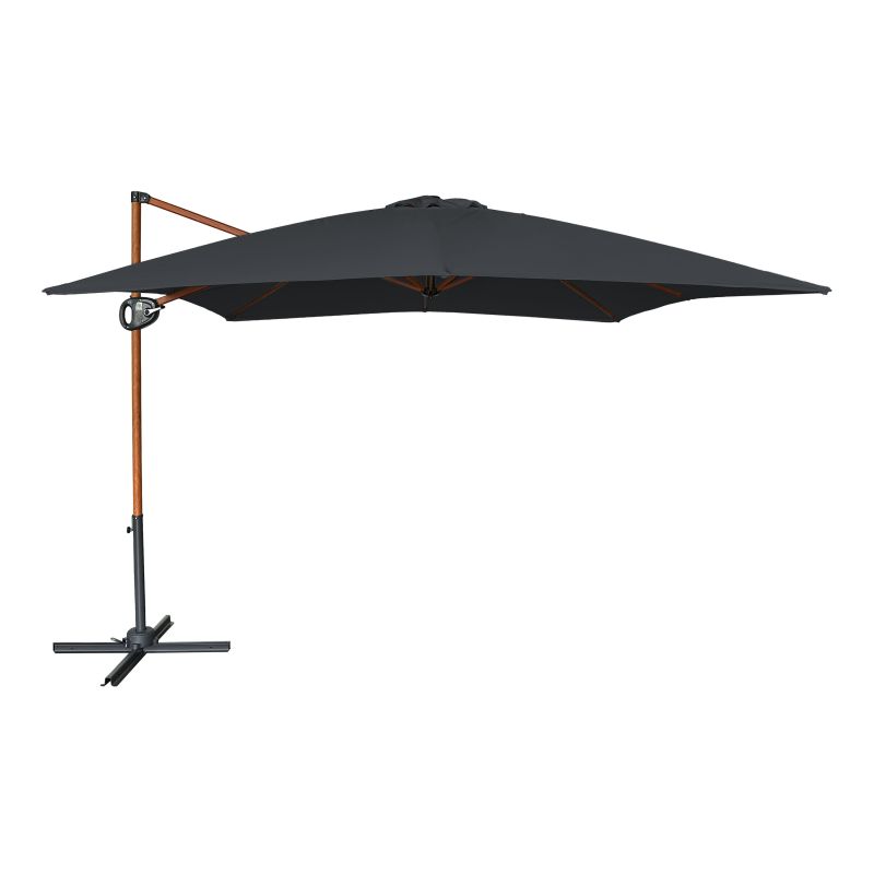 Parasol déporté 300 x 300 cm -  Aspect bois/Gris - Mira