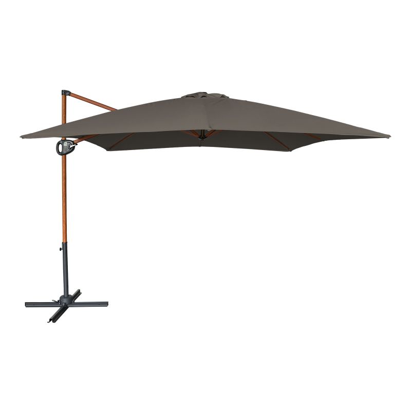 Parasol déporté 300 x 300 cm -  Aspect bois/Taupe - Mira