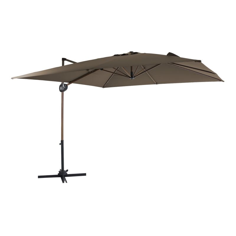 Parasol déporté 300 x 300 cm -  Aspect chêne/Taupe - Mira