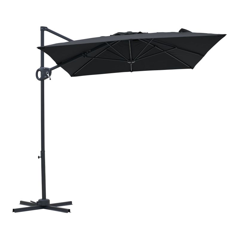 Parasol déporté 200 x 300 cm Anthracite/Gris Luma