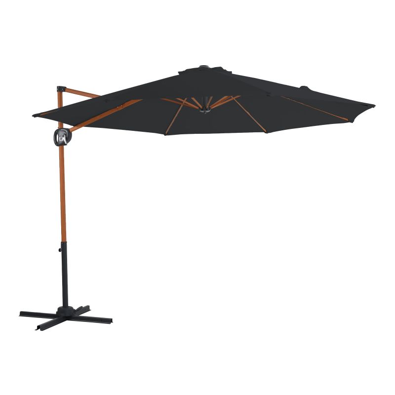 Parasol déporté - 300 cm Aspect bois/Gris - Soleas