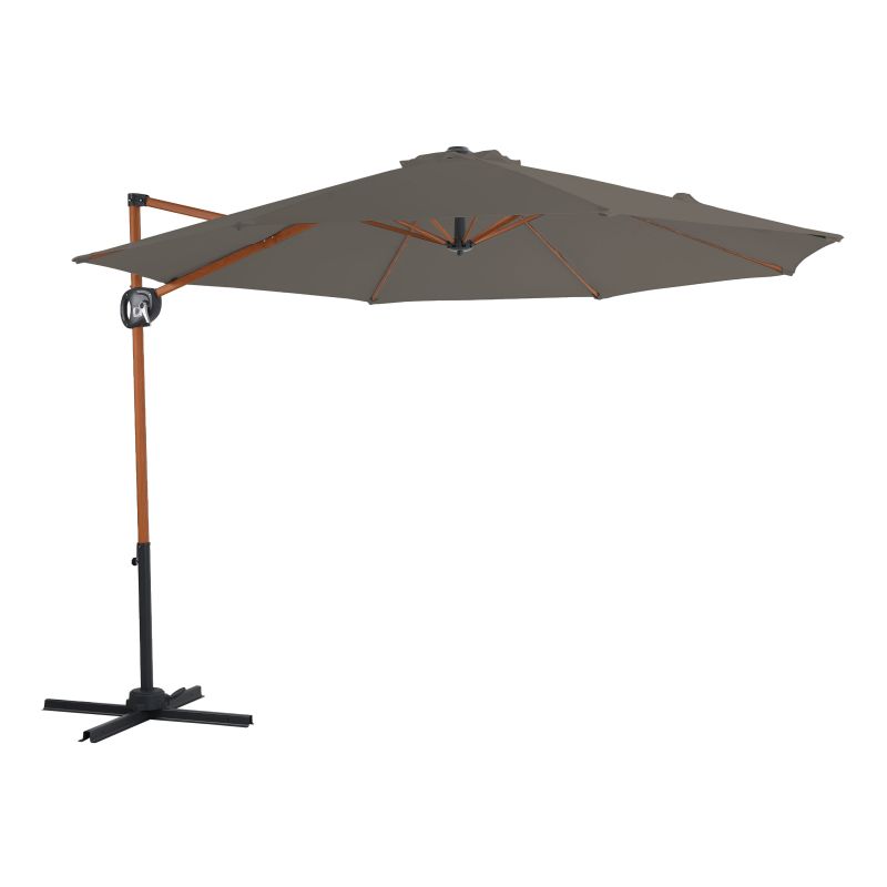 Parasol déporté - 300 cm Aspect bois/Taupe - Soleas