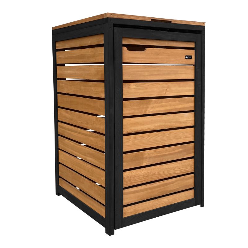 Cache poubelle en bois Brun/Noir - 1 conteneur