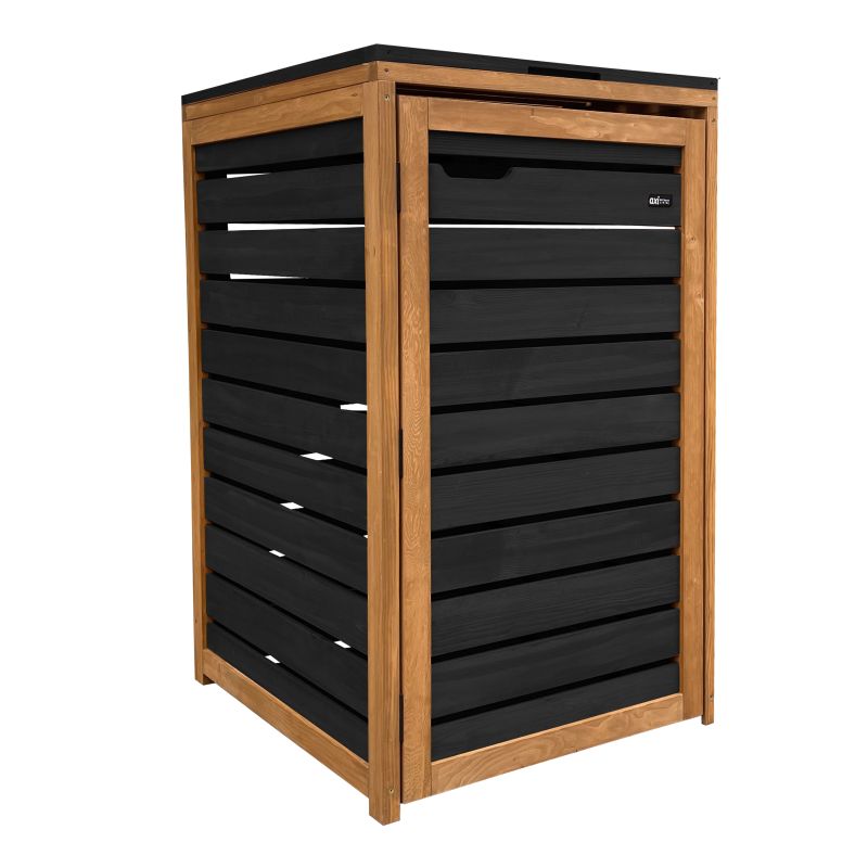 Cache poubelle en bois Noir/Brun - 1 conteneur