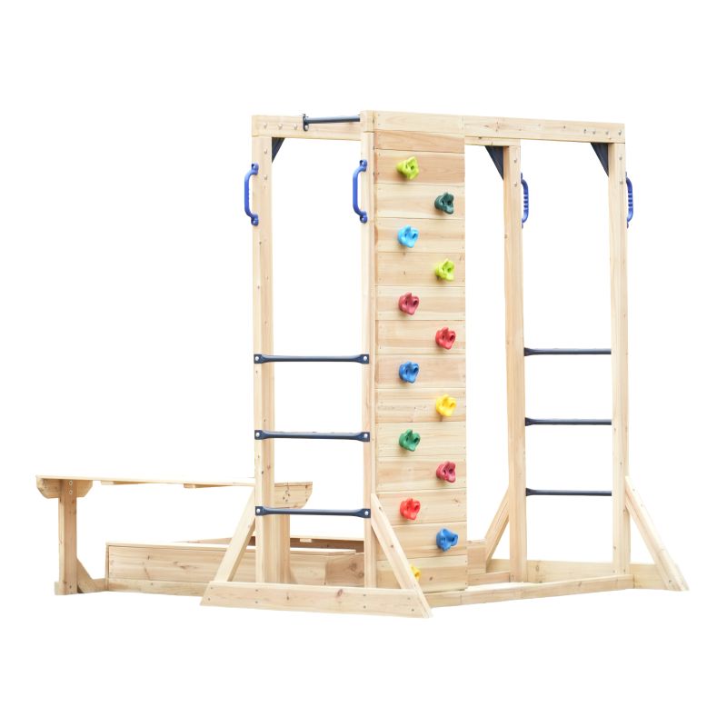 Aire de jeux avec bac à sable et barres fixes