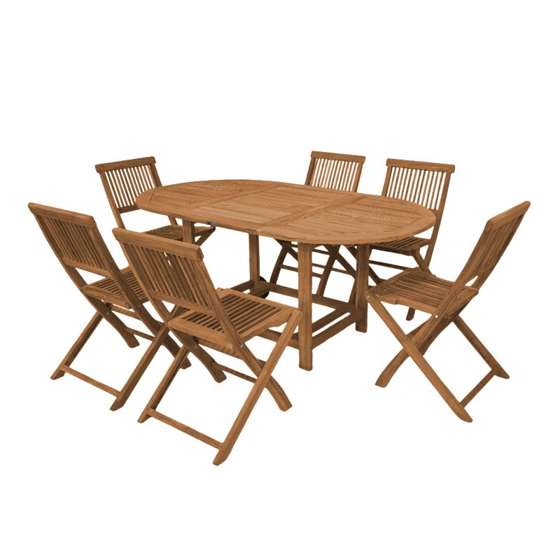 Ensemble de jardin pliable Teck avec 6 chaises - Jadi