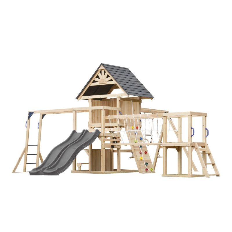 Aire de jeux - Double toboggan gris - Hunter