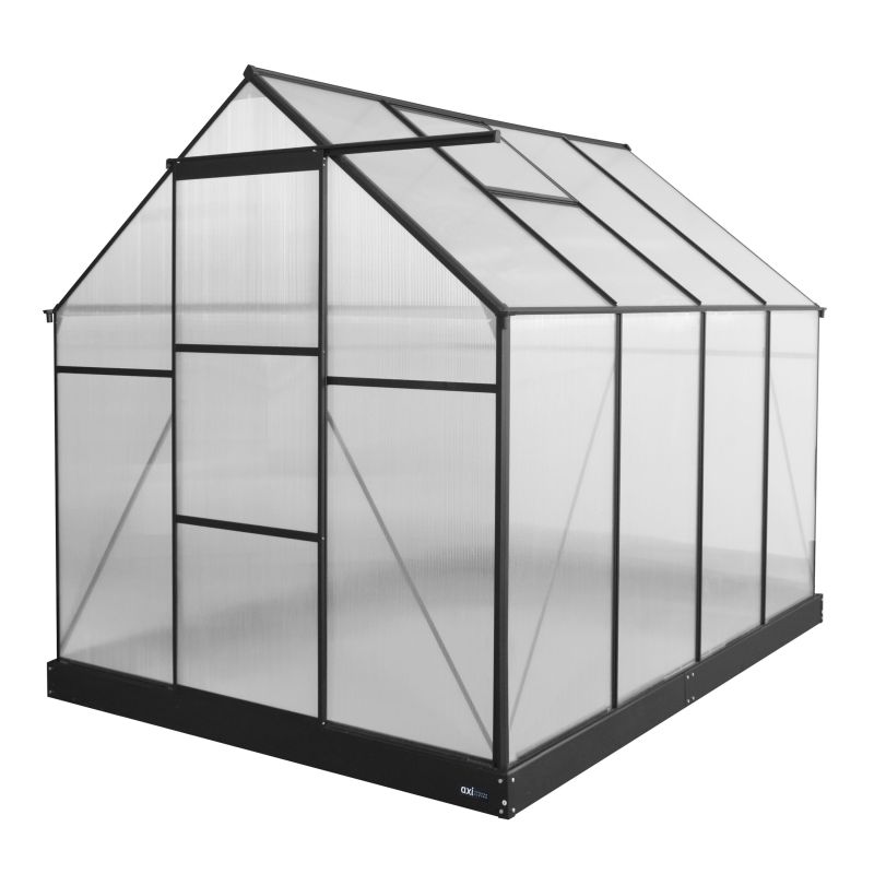 Serre de jardin en polycarbonate - Noir 250x190x207 cm - Simon