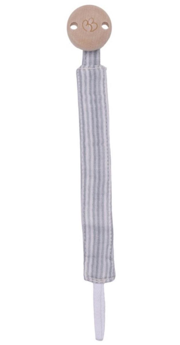Attache sucette gaze - vert de gris raye