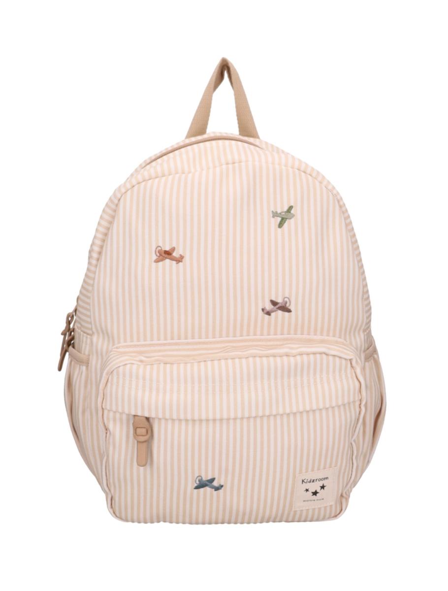Sac a dos enfants rayures - avion beige