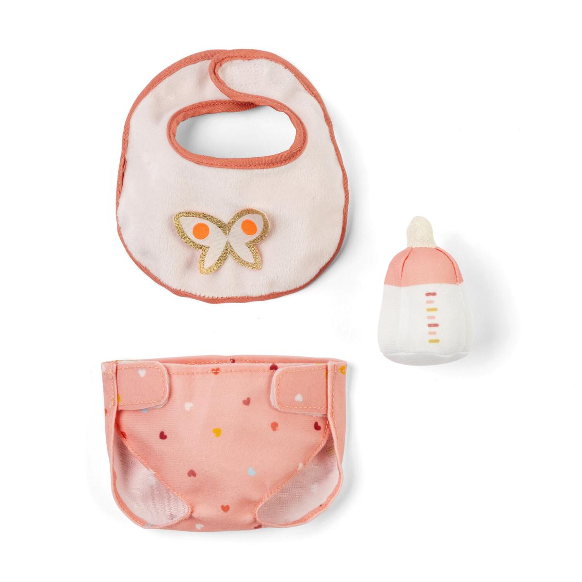 Set 3 accessoires rose pour poupee
