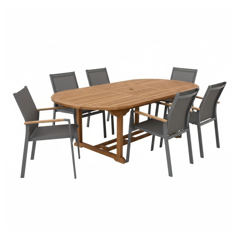 Ensemble de jardin - 7 pièces - 180-240 cm Alva