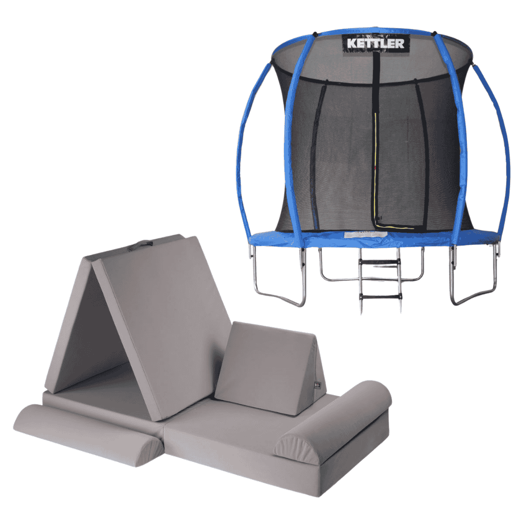 KETTLER Pack Saut & Détente : Trampoline JUMP 244 + Canapé enfant KREATY (crème)