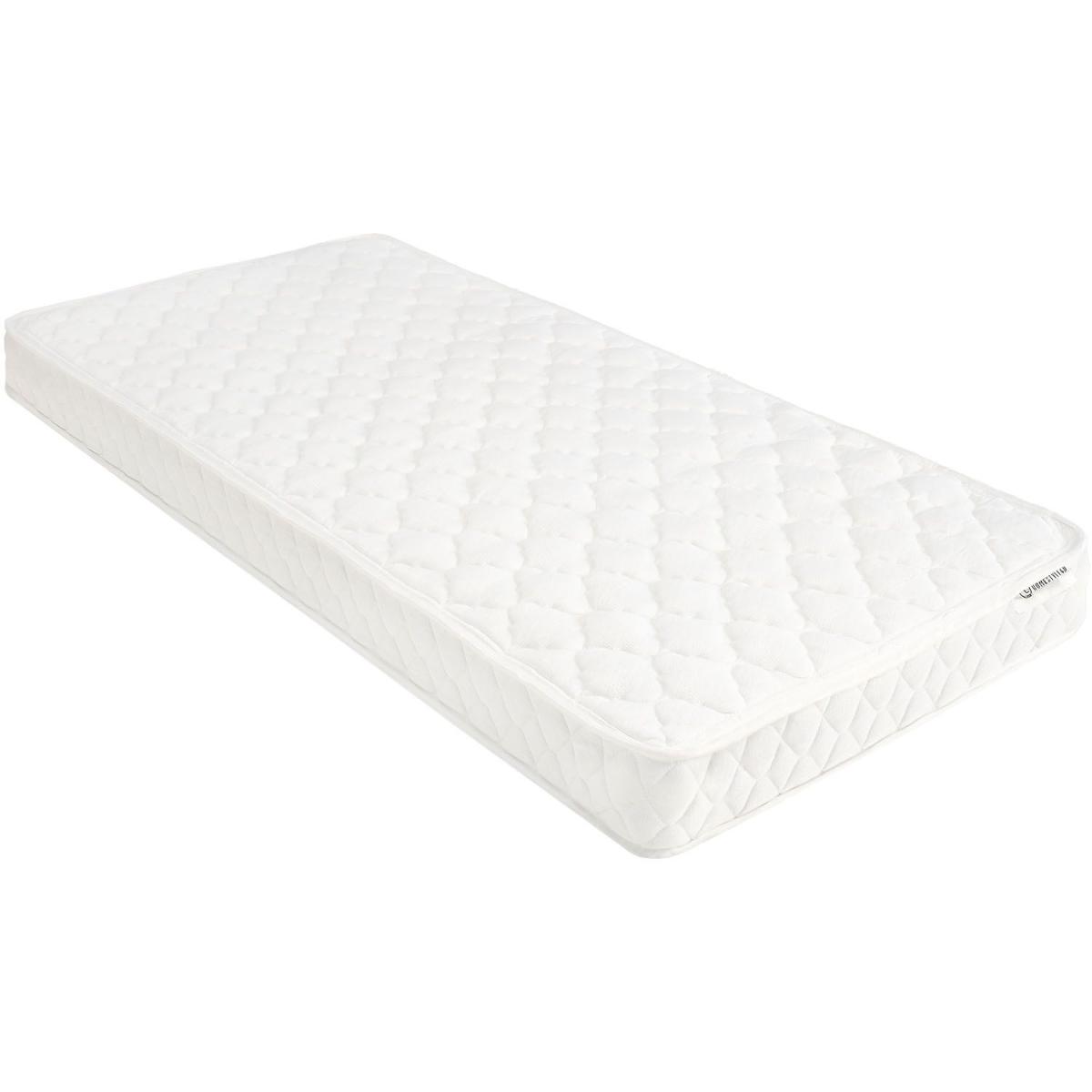 Matelas à ressort 90x200 cm H3 fermeté moyenne avec housse en tissu blanc