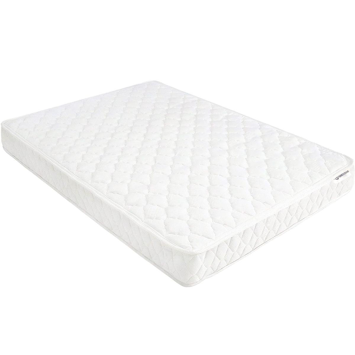 Matelas 140x200 cm H3 fermeté moyenne - matelas à ressorts Bonnell avec housse en tissu blanc