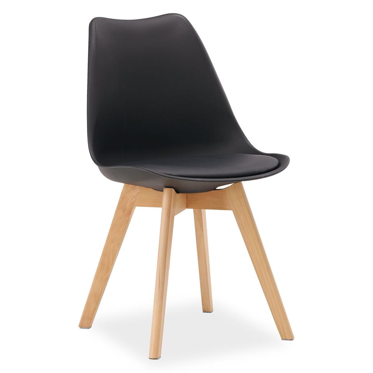 Chaise Noir avec Pieds en Bois