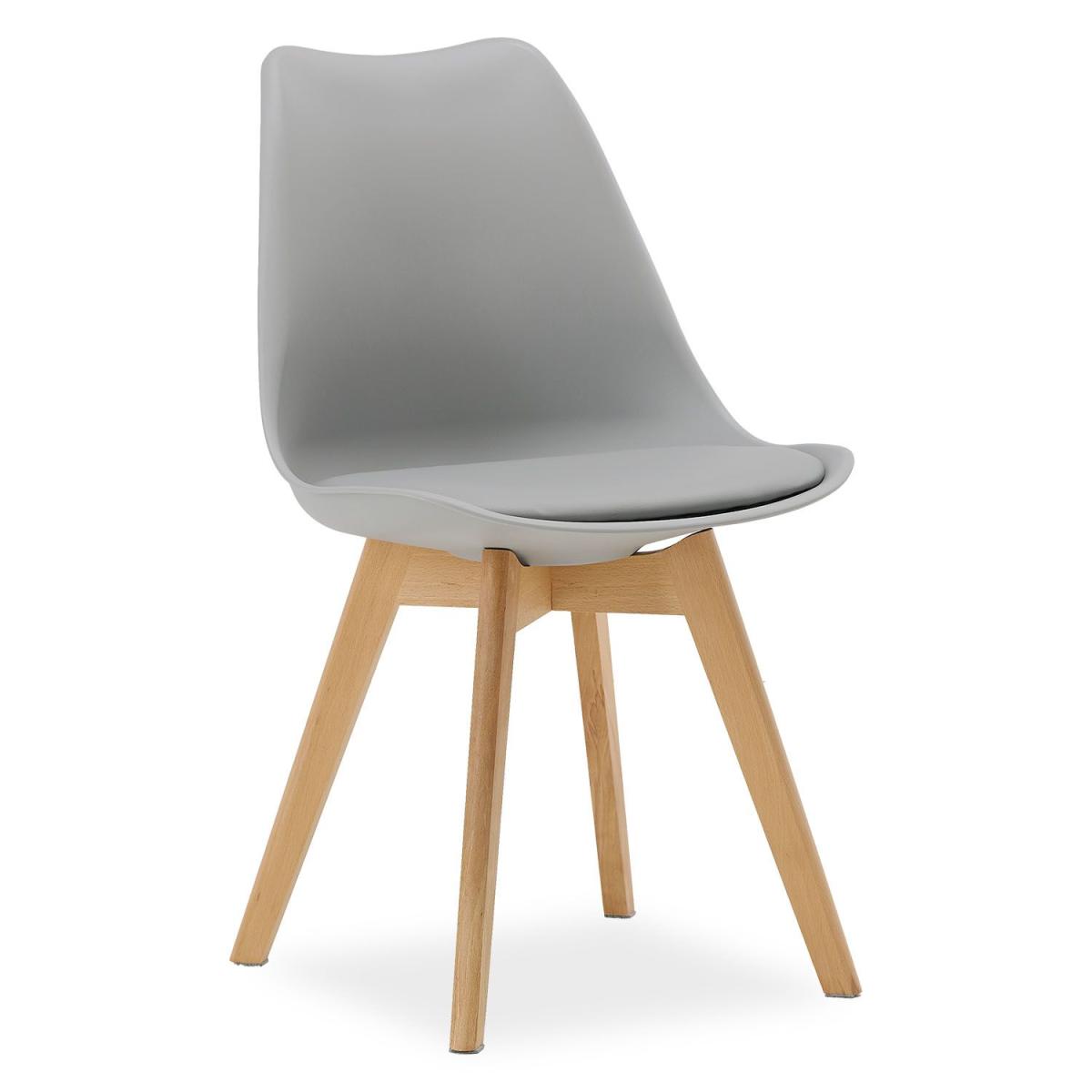 Chaise Grise avec Pieds en Bois