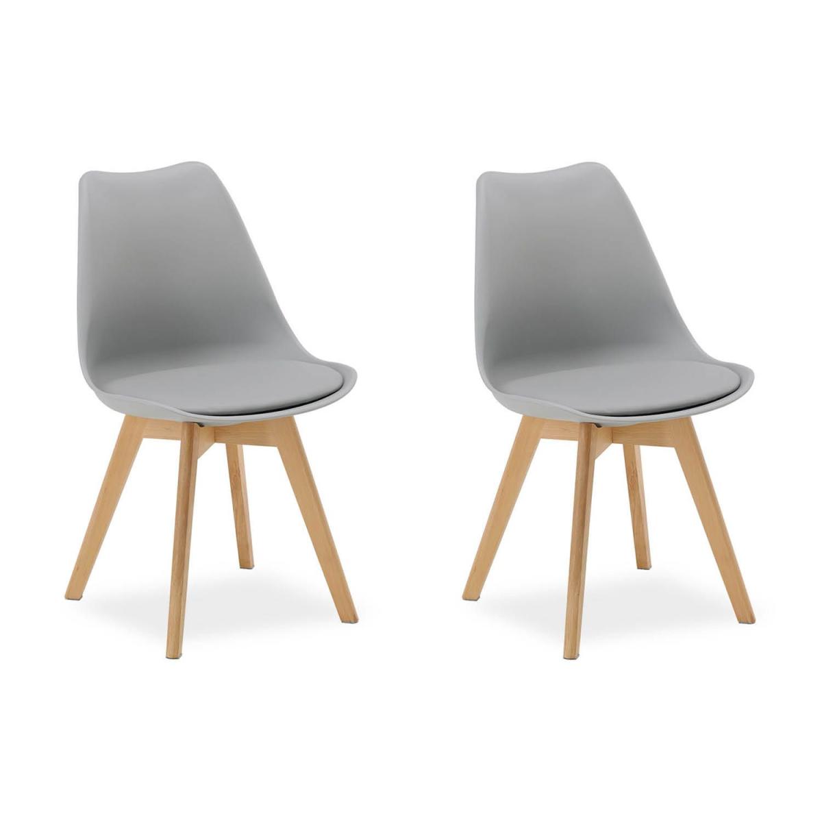 2 Chaises Grises avec Pieds en Bois