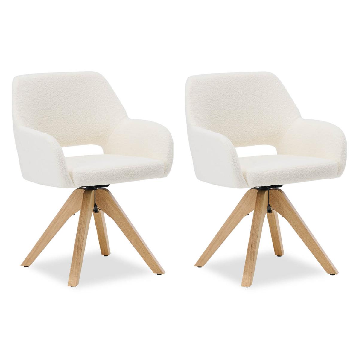 Chaise rembourrée Tissu Teddy Blanc - 2 pièces