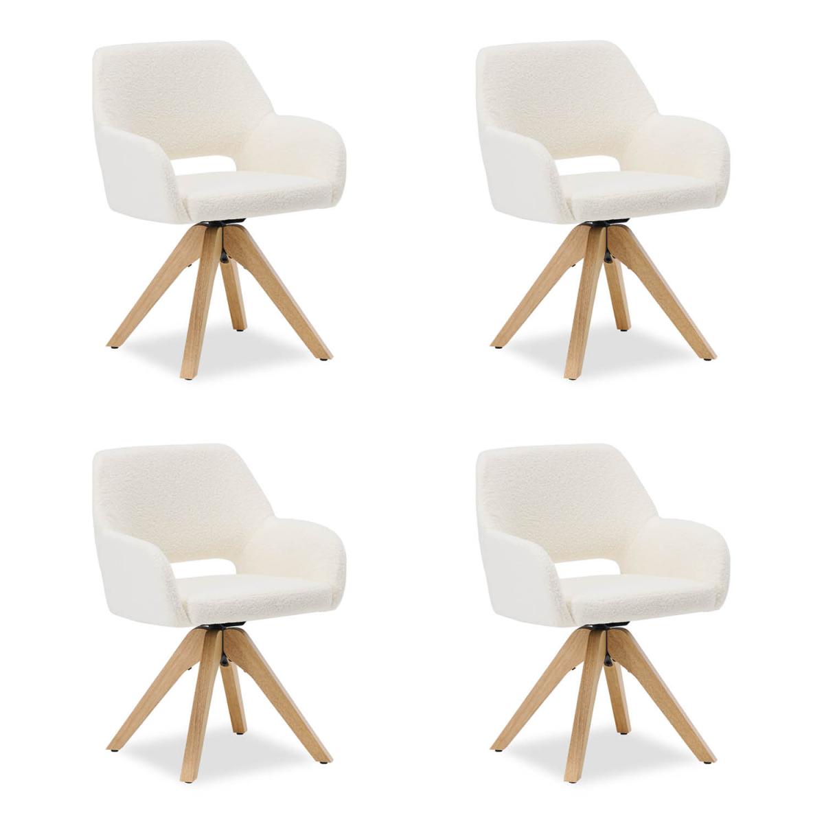 Chaise rembourrée Tissu Teddy Blanc - 4 pièces