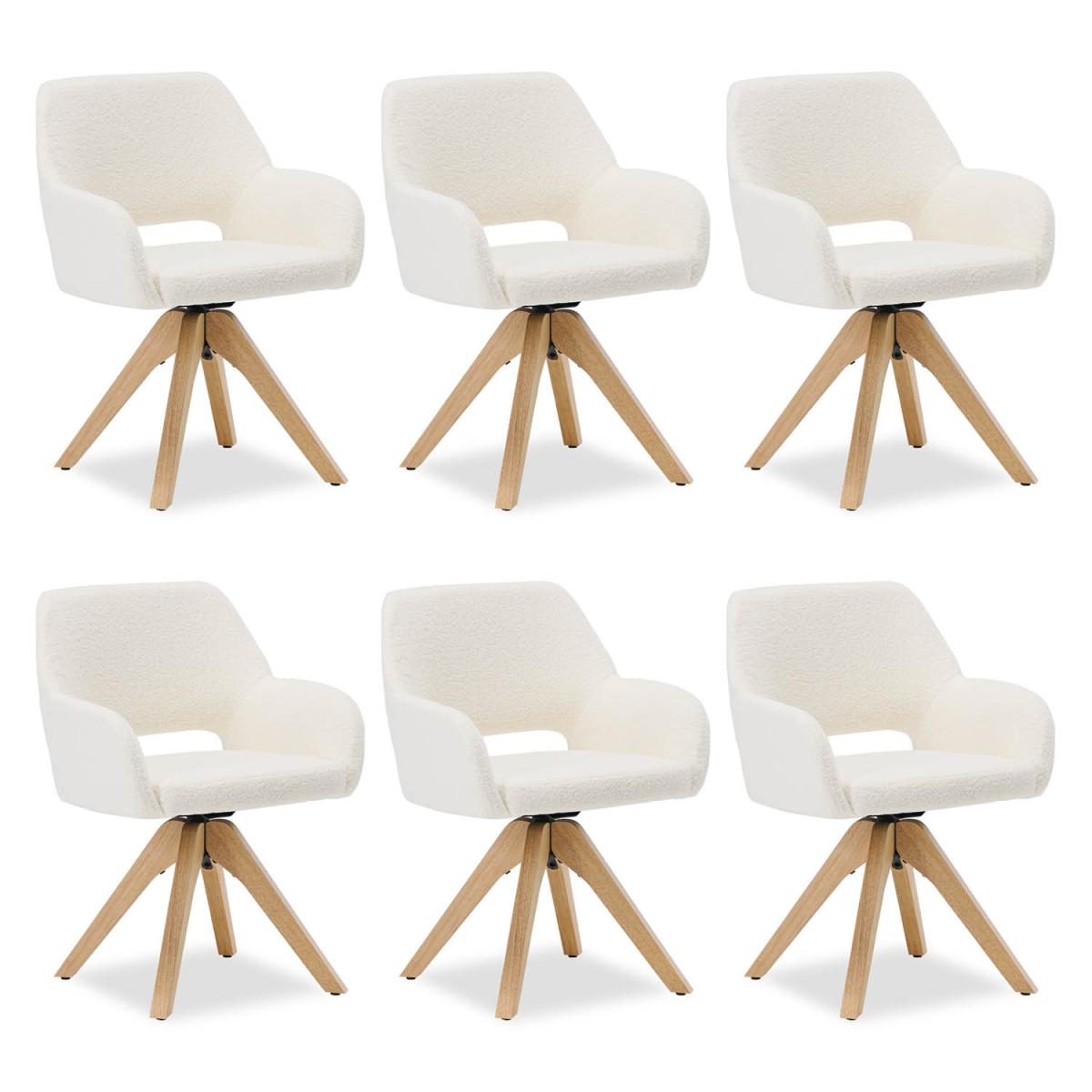 Chaise rembourrée Tissu Teddy Blanc - 6 pièces
