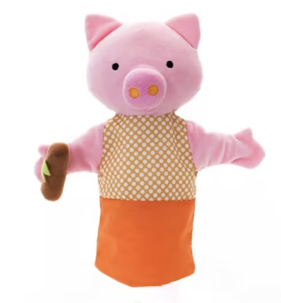 Marionnette Cochon en tenue Orange
