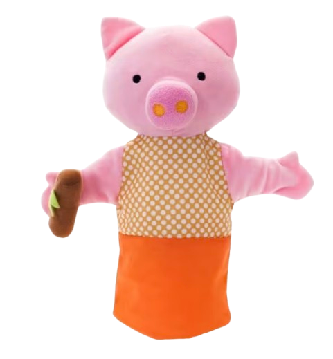 Marionnette Cochon en tenue Bleu