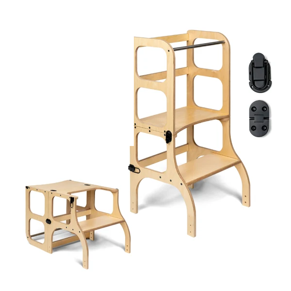 Tour d'apprentissage - table « Step'n'Sit », bois / fermoirs noirs