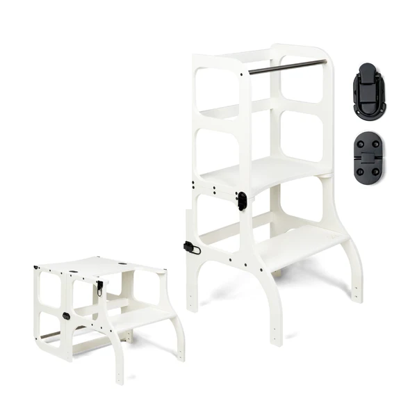 Tour d'apprentissage - table « Step'n'Sit », blanc / fermoirs noirs