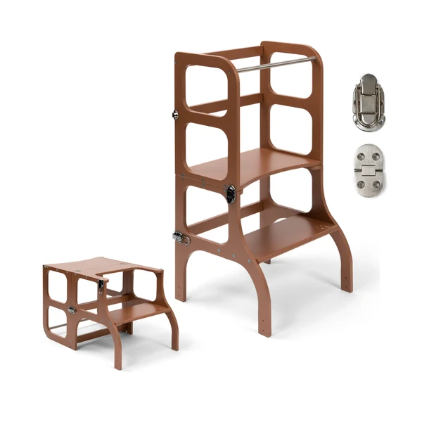 Tour d'apprentissage - table « Step'n'Sit », moka mousse / fermoirs argentés