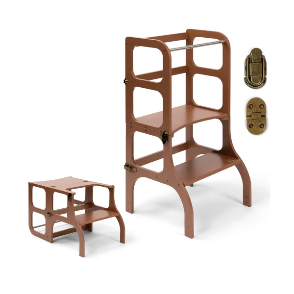 Tour d'apprentissage - table « Step'n'Sit », moka mousse / fermoirs laiton