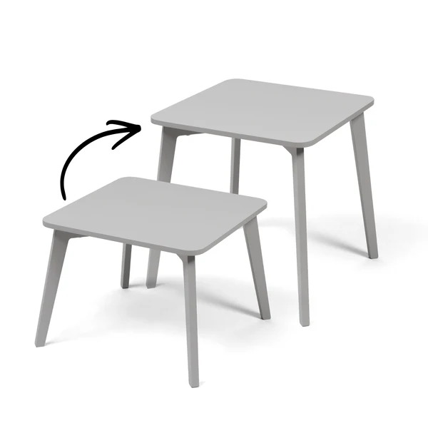 Table Tulla, gris, pieds à deux longueurs