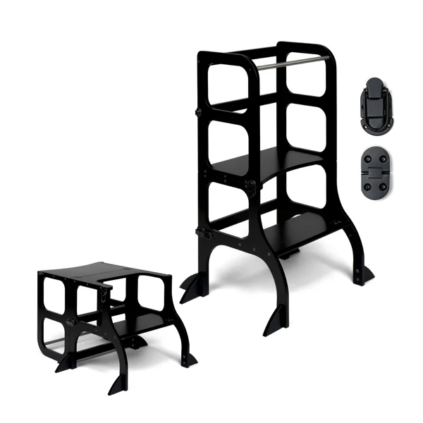 Tour d'apprentissage - table « Step'n'Sit », noir / fermoirs noirs, support supplémentaire