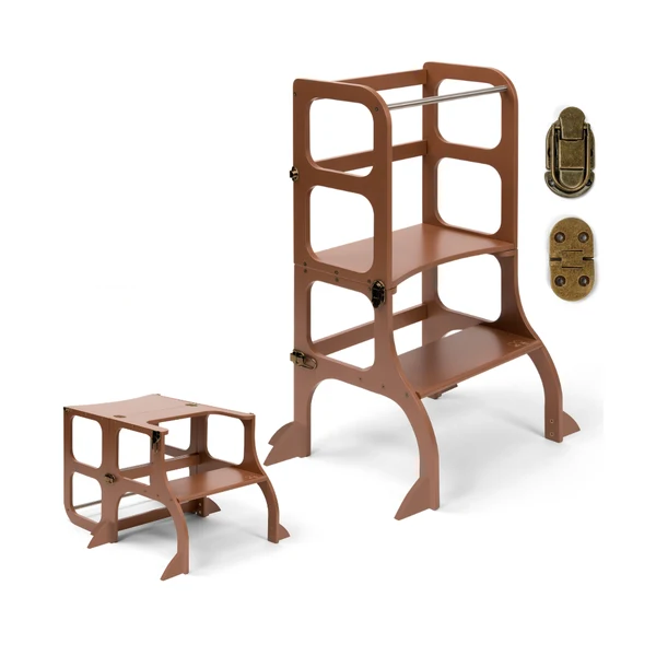 Tour d'apprentissage - table « Step'n'Sit », moka mousse / fermoirs laiton